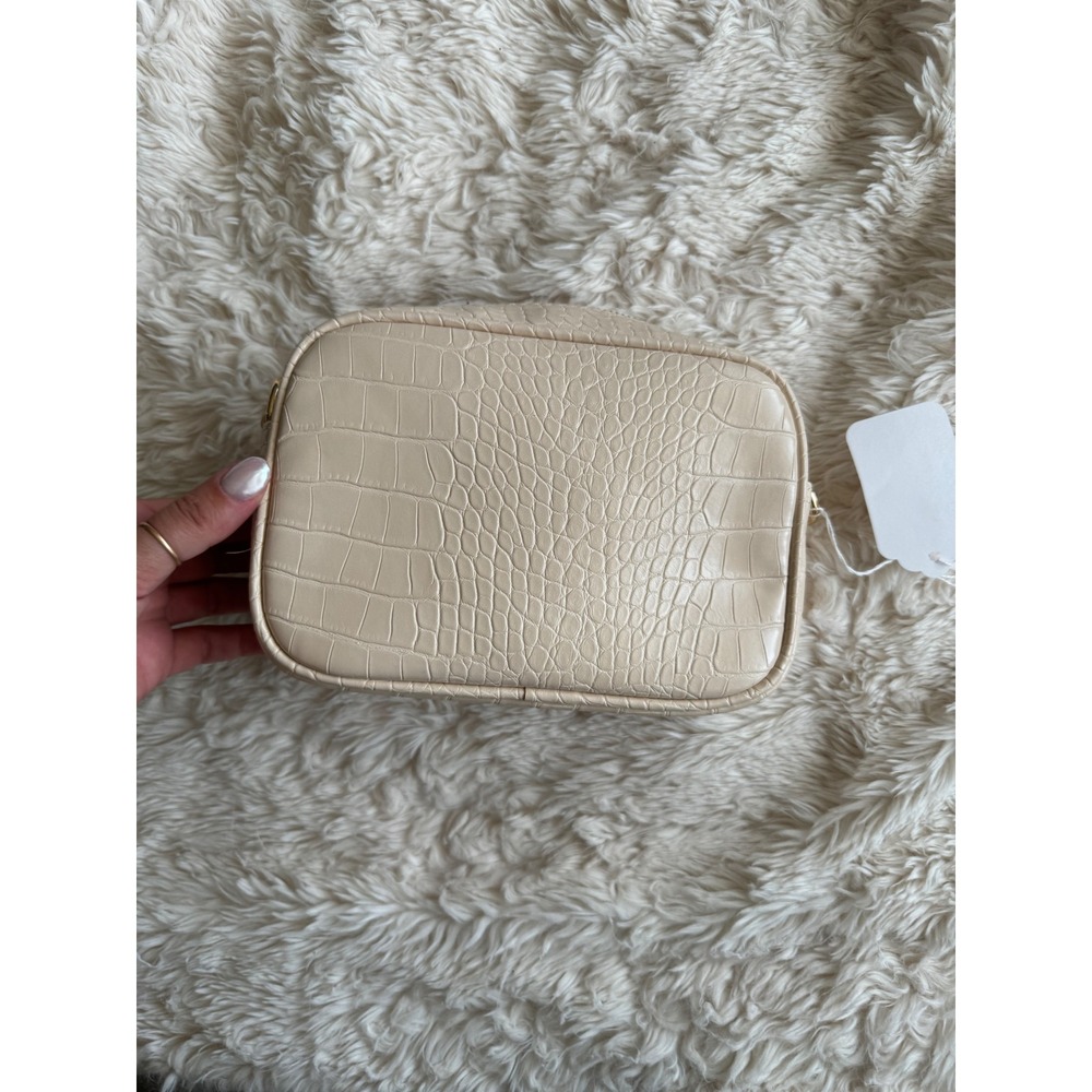 Peta + Jain Justice Almond Beige Faux Croc Camera Crossbody Bag